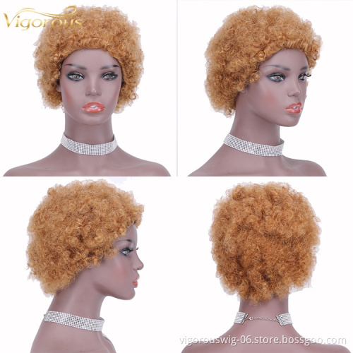 Afro curly wholesale inch short bob pixie cut wave blonde cheap glueless brazilian raw human hair wigs black women